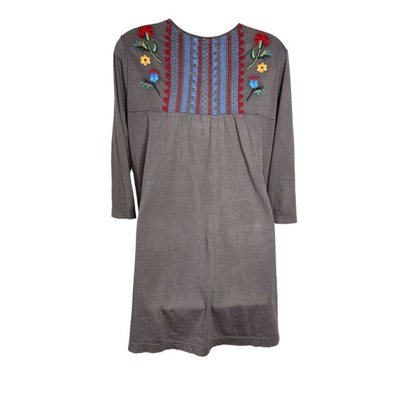 JW Los Angeles Johnny Was Embroidered Tunic Top‎ Gray V-neck ~ S - Picture 3 of 6